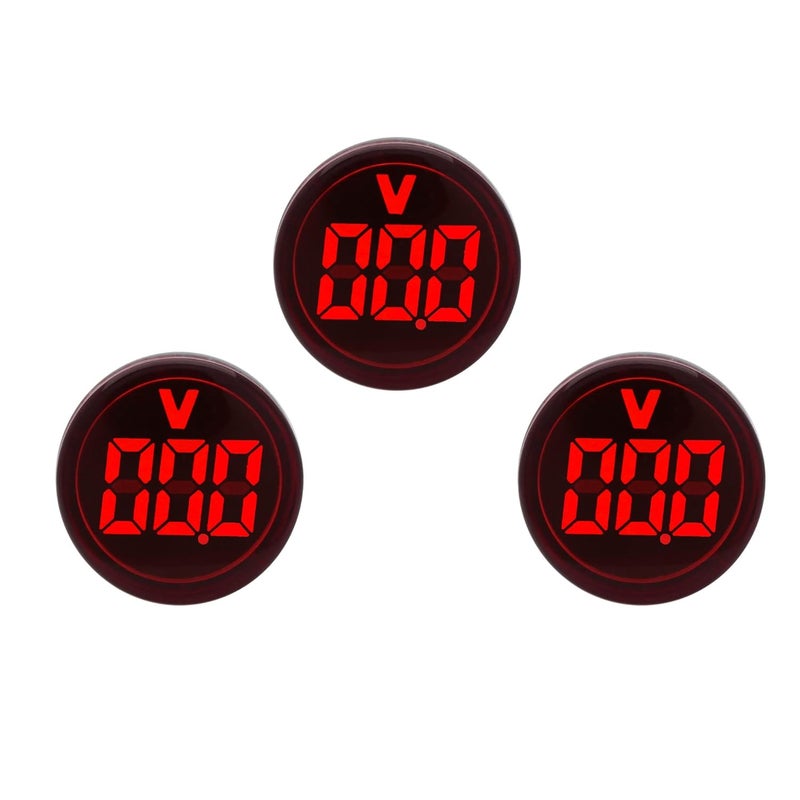 SHOPCORP Led Voltage Indicator 22 mm – Digital Voltmeter AC20-500V with led Voltage Display for Control Panels, Machines and Distribution Boxes (3 Pack red) - Image 2